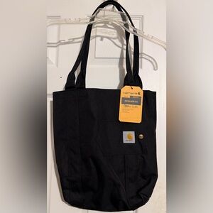 Carhartt Black Vertical Open Tote with Gold Logo Tag